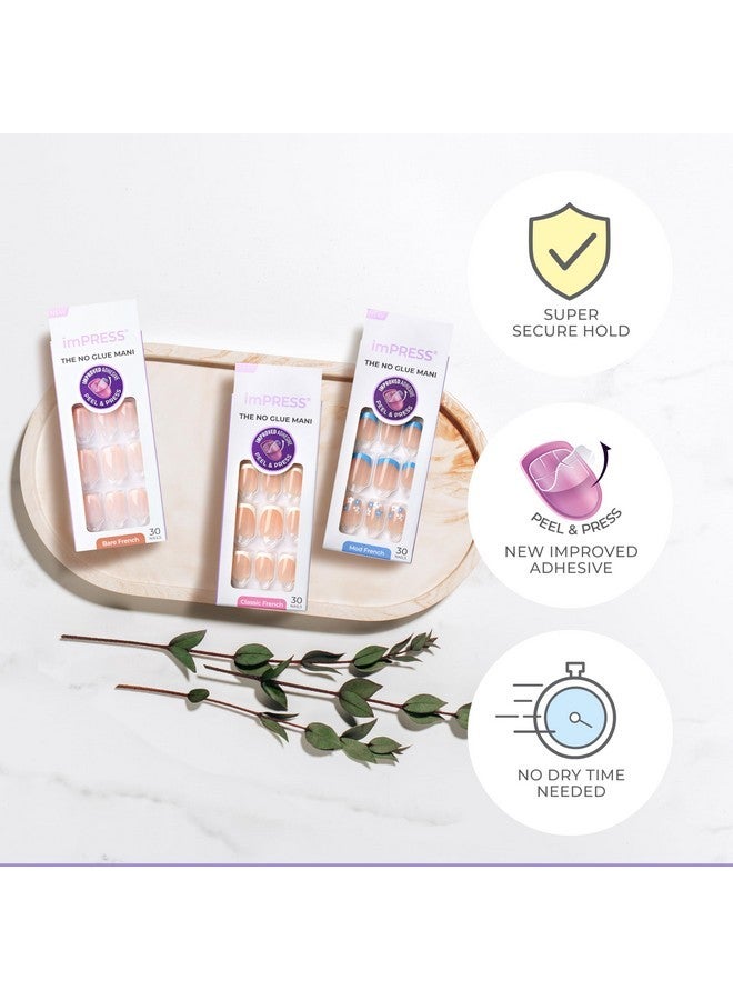 Impress Press No Glue Press-On Nails, French, 'Fearless', Light Neutral + White Tip French, Medium Size, Almond Shape, Includes 30 Nails, Prep Pad, Instructions Sheet, 1 Manicure Stick, 1 Mini File - Image 4