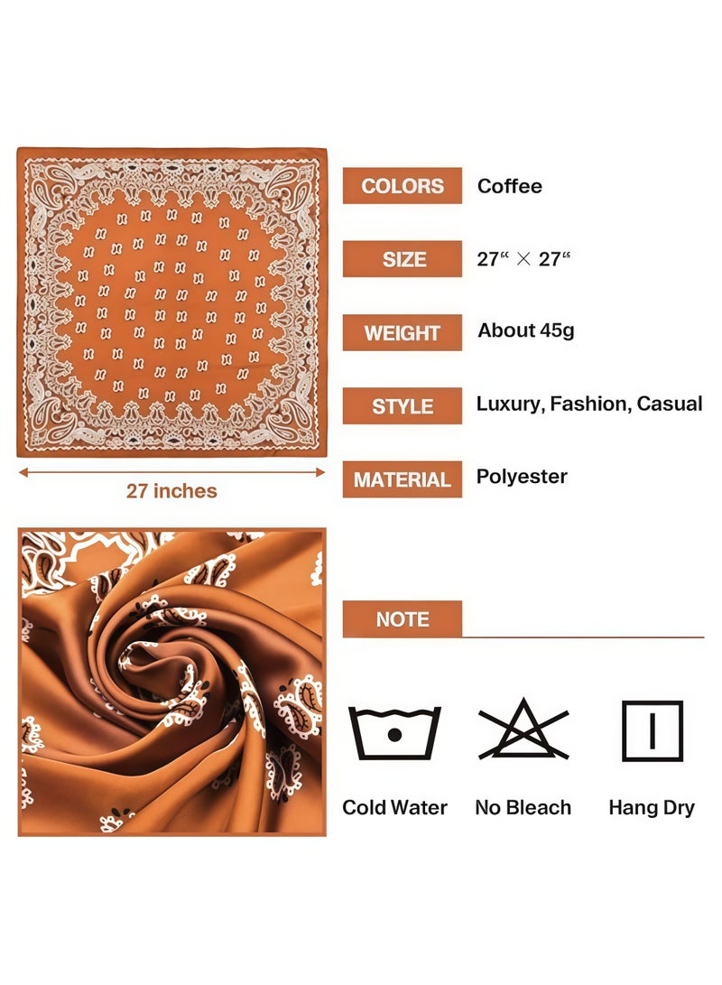 ISI 4PCS Satin Silk Head Scarves, Retro Cashew Print Small Square Scarf for Women's Decoration,Square Feeling Scarf Boho Hair Bandanas for Women Sleeping Headscarf Bundle(70 x 70cm) - Image 3