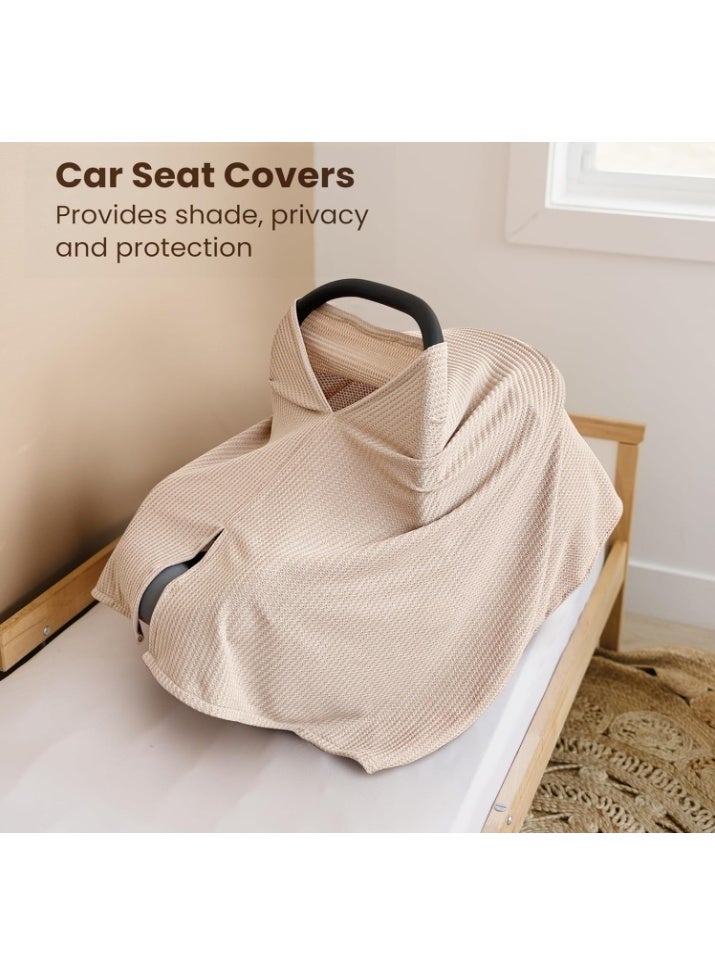 Konssy Nursing Cover for Breastfeeding, Soft & Breathable Privacy Poncho, Multi-Use Feeding Shawl, Comfortable & Portable Breastfeeding Cover for Women (apricot color) 100% Pure Cotton - Image 5