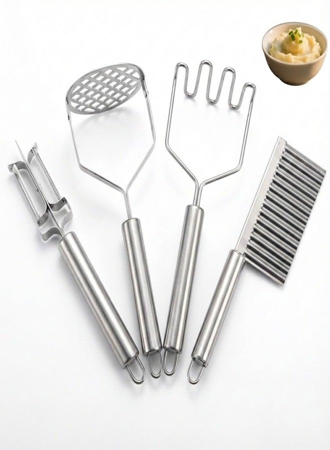 ZENSEWEN Stainless Steel Potato Masher - Heavy Duty Food Masher with Ergonomic Non-Slip Handle for Smooth Mashed Potatoes, Avocado, Guacamole & More - Professional Kitchen Utensil - Image 1