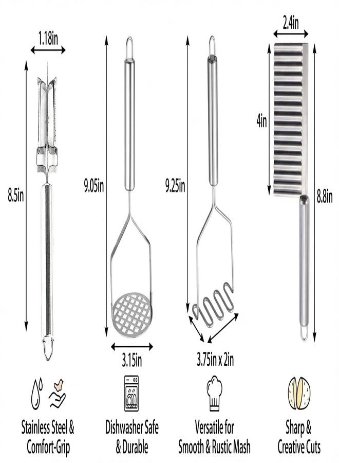 ZENSEWEN Stainless Steel Potato Masher - Heavy Duty Food Masher with Ergonomic Non-Slip Handle for Smooth Mashed Potatoes, Avocado, Guacamole & More - Professional Kitchen Utensil - Image 4