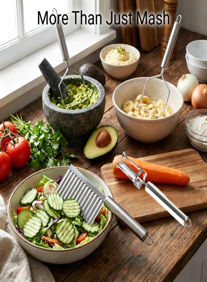 ZENSEWEN Stainless Steel Potato Masher - Heavy Duty Food Masher with Ergonomic Non-Slip Handle for Smooth Mashed Potatoes, Avocado, Guacamole & More - Professional Kitchen Utensil - Image 5