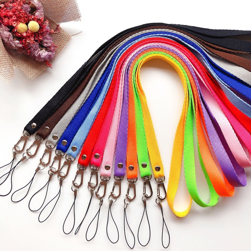12Mm Pure Color Webbing Mobile Phone Lanyard Water Cup Rope Work Id Card Holder Lanyard Key Chain Lanyard Work Badge - Image 2