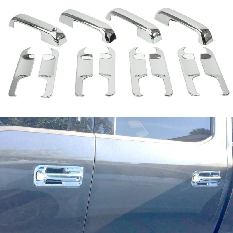AUCERAMIC Chrome Door Handles Bowl Protecter Cover Trim for 20152020 Ford F150 Accessories Chrome Protecter Caps 12pcs 4 Door WO Smart Keyless