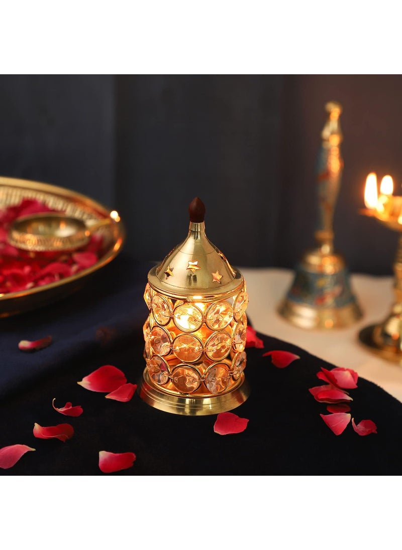 Hashcart Brass Akhand Pooja Diya for Diwali  Akhand Jyot Diwali Dia  Puja Kutthu Vilakku Deepam Kodiyu Diwali Decoration Tea Light Holder  Crystal Oil Lamp  Hashcart  - Image 2