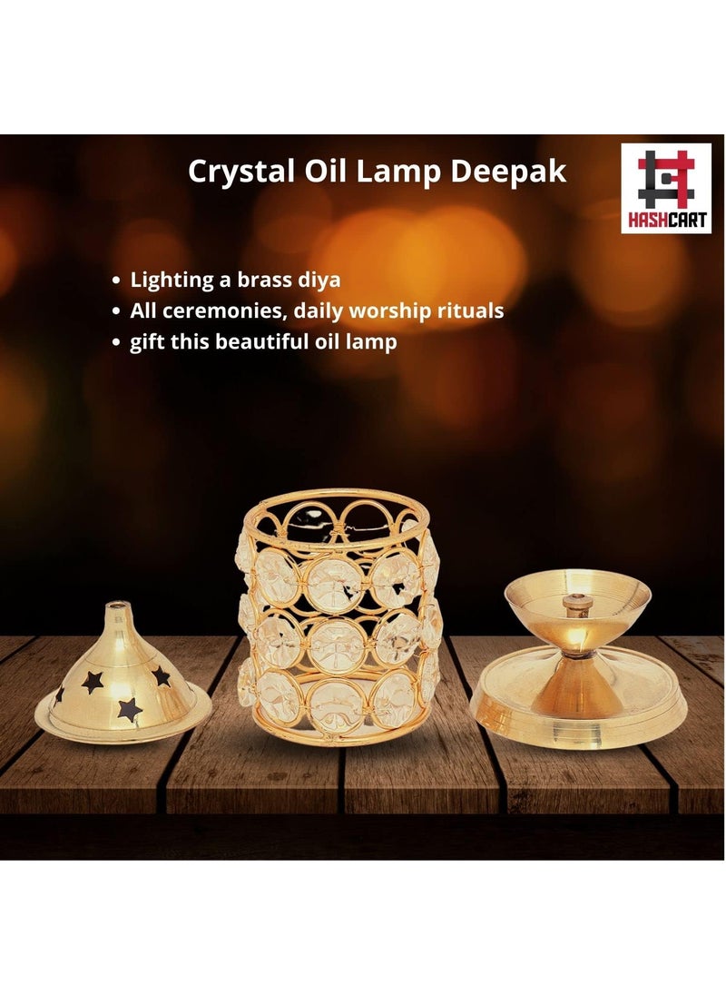 Hashcart Brass Akhand Pooja Diya for Diwali  Akhand Jyot Diwali Dia  Puja Kutthu Vilakku Deepam Kodiyu Diwali Decoration Tea Light Holder  Crystal Oil Lamp  Hashcart  - Image 4