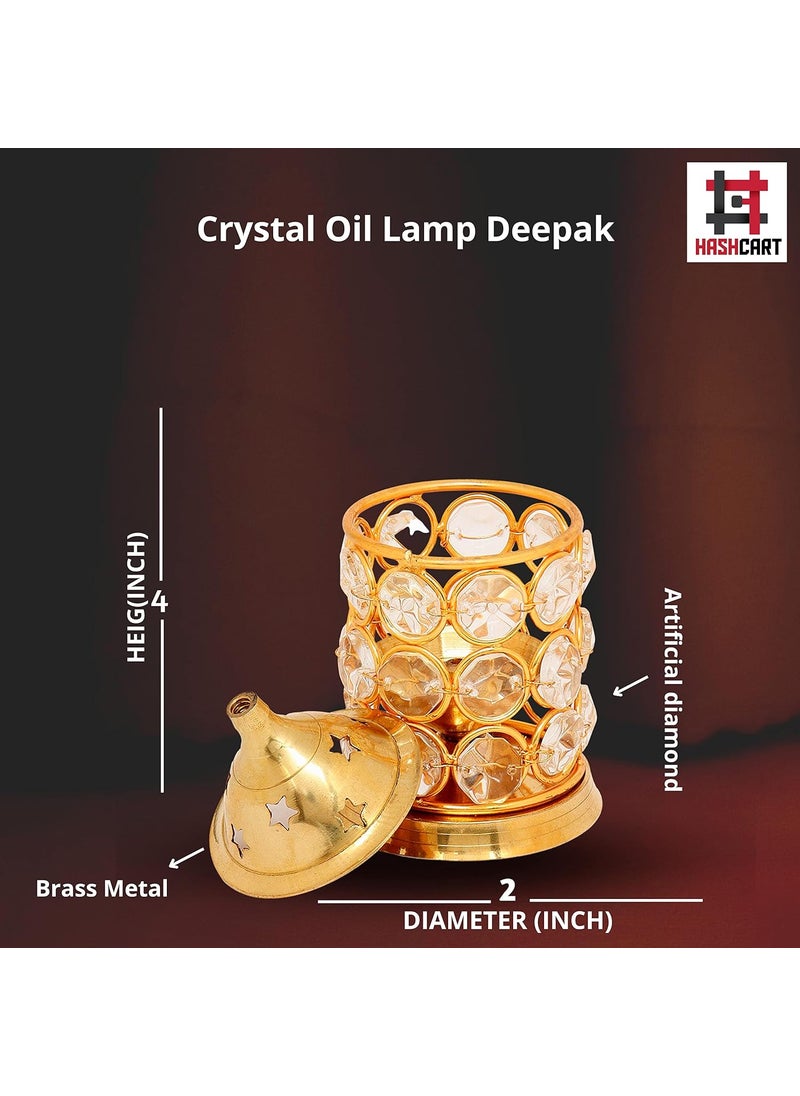 Hashcart Brass Akhand Pooja Diya for Diwali  Akhand Jyot Diwali Dia  Puja Kutthu Vilakku Deepam Kodiyu Diwali Decoration Tea Light Holder  Crystal Oil Lamp  Hashcart  - Image 3