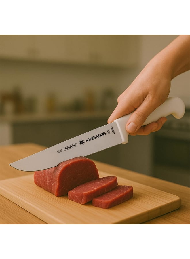 Tramontina Professional 8" Carving Knife, Stainless Steel Blade, White Polypropylene Handle, Durable and Versatile