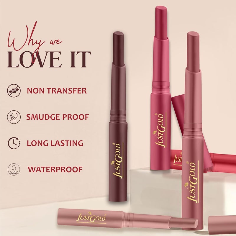 Just Gold Long Lasting Matte Finish Creamy matte lipstick with nourishment of vitamin E and Aloe vera L28 Blush - Image 2