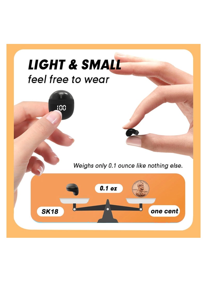 SYOSI Invisible Mini Earbuds Wireless Bluetooth, Low Profile Micro Smallest Tiny Discreet Hidden Earbuds for Work, Small Headphones, Invisible Sleep Wireless Earphone, IPX5 Waterproof for Small Ear Canals - Image 2