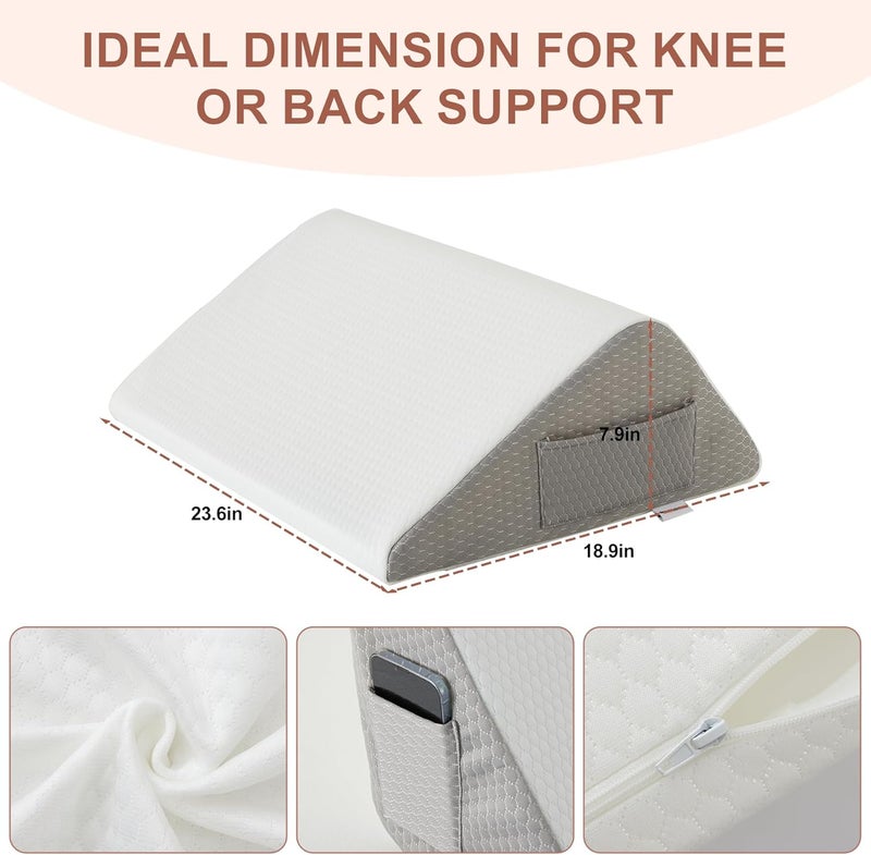 Bedluxe Knee Pillow for Back Sleeping, Leg Pillow Knee Wedge Pillow, Memory Foam Wedge Pillows for Legs Post Surgery, Triangle Pillow for Knee Support, Leg Elevation, Knees Hip Back Pain Relief, White - Image 4
