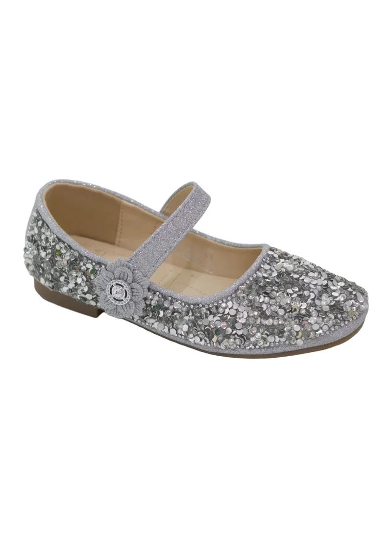 LAMARAPARIS Kadena girls glitter dress pump silver