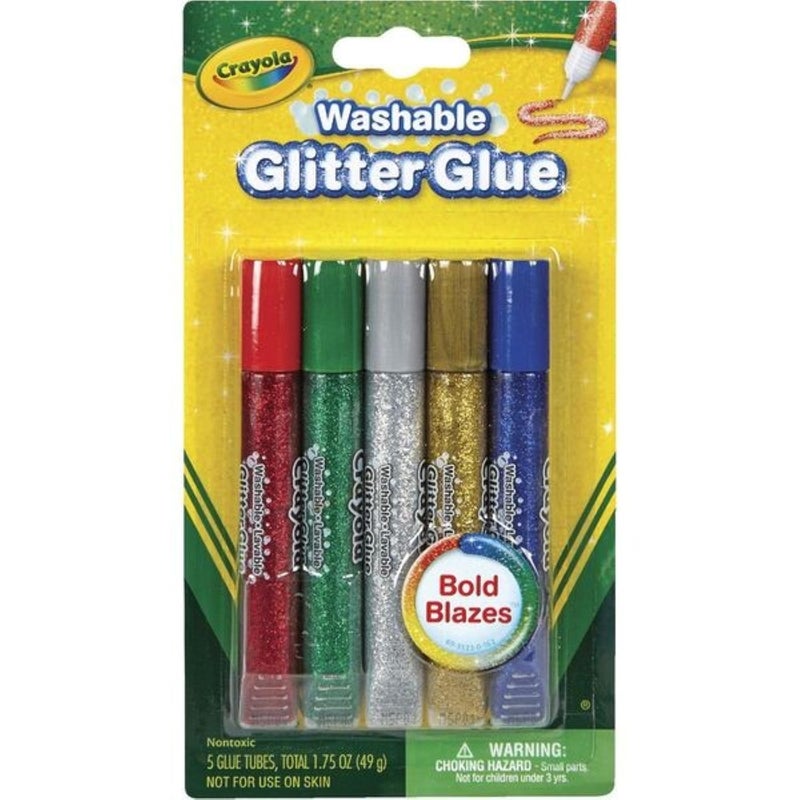 Crayola Washable Glitter Glue, Bold Blazes, Colors may vary, 5 Count, 1.75 oz - Image 1