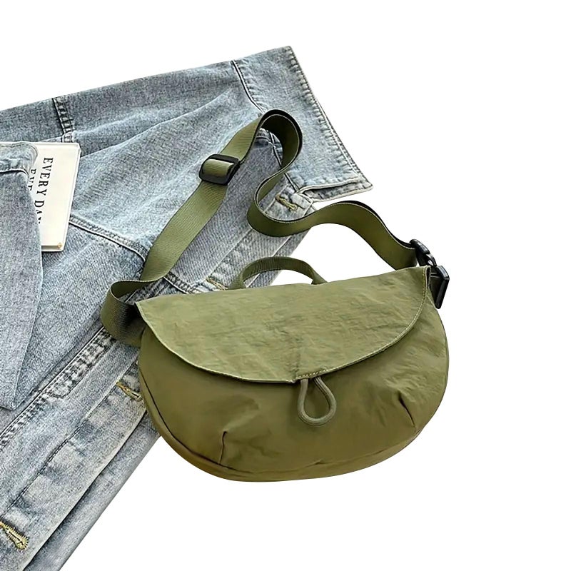 BQSAZHYJ Nylon Crescent Moon Bag for Women and Men,Fashion Crossbody Handbags with Adjustable Belt Waterproof Fanny Packs Sling Bag (Green) - Image 1