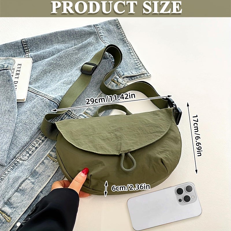 BQSAZHYJ Nylon Crescent Moon Bag for Women and Men,Fashion Crossbody Handbags with Adjustable Belt Waterproof Fanny Packs Sling Bag (Green) - Image 3