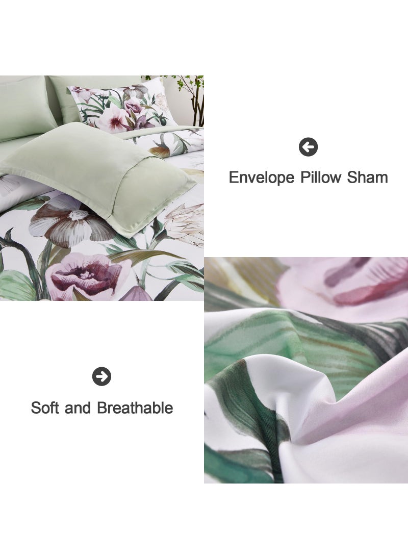 Luxudecor Luxudecor Floral Comforter Set King Size 7 Piece  Green Flower Bed in a Bag  Elegant Floral Comforter with Sheet Set  Soft Microfiber Bedding Set for All Season (Green  104""x90"")  - Image 5