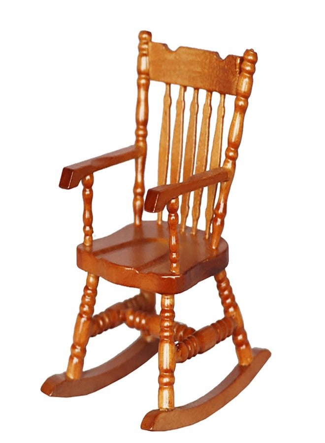 VICASKY Simulation Miniature Rocking Chair Dollhouse Furniture Accessories 1:12 Scale Wooden Tiny Mini Doll Chair Home Craft Displays Ornament for Doll House Living Room Decorations - Image 1