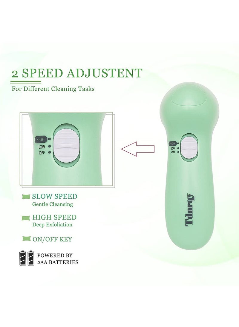 Painless - Painless Facial Brush Set with 4 Interchangeable Face Scrubber for Deep Cleansing, Gentle Exfoliation, Blackhead Removal, Massage, Skin Care, Green, 250 g - Image 1
