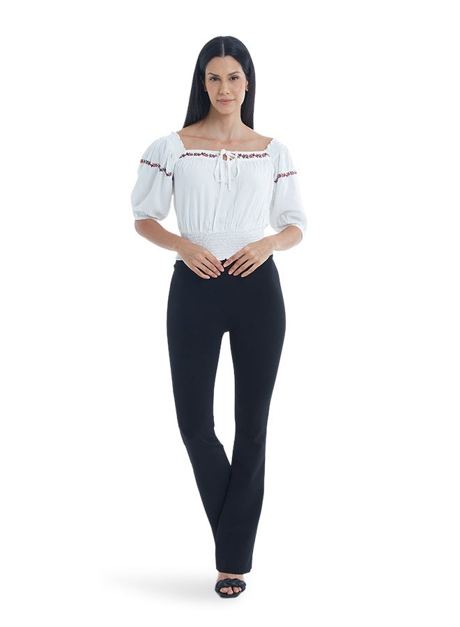 ASHARAE Women's Elbow Sleeve Top With Smoking And String At NeckComfortable Material, Breathable Daily Wear, Casual Fashion Outfit, Special Occasion Outfit, Trendy & Chic Apparel - Image 4