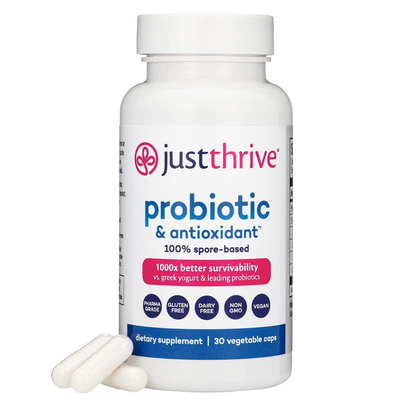 Just Thrive Probiotic Antioxidant Supplement 100 SporeBased Digestive and Immune Support Gluten Free 30 Caps