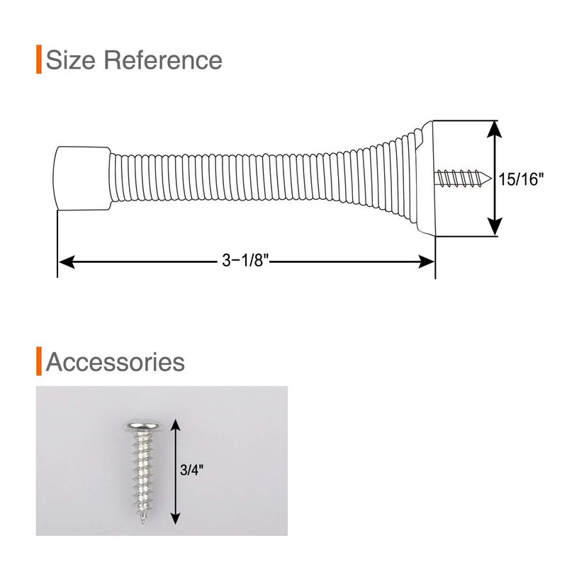 KOVOSCH KOVOSCH 2 Pack Spring Door Stopper Brushed Satin Nickel- 3-1/4" Flexible Spring Door Stops with White Rubber Bumper Tips  - Image 3