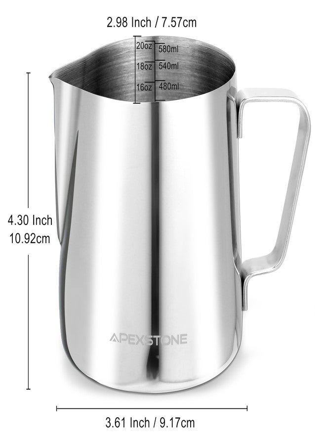 Apexstone Espresso Milk Frothing Pitcher 20 oz, Espresso Steaming Pitcher 20 oz, Coffee Milk Frothing Cup, Coffee Steaming Pitcher 20 oz/600 ml - Image 3