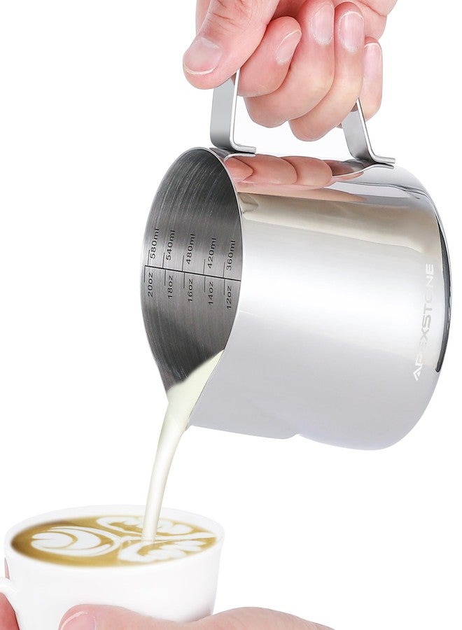 Apexstone Espresso Milk Frothing Pitcher 20 oz, Espresso Steaming Pitcher 20 oz, Coffee Milk Frothing Cup, Coffee Steaming Pitcher 20 oz/600 ml - Image 2