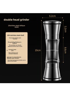 Stainless Steel Dual Head Pepper Grinder Manual Spice MillDouble-headed stainless steel oblique Double-headed stainless steel oblique