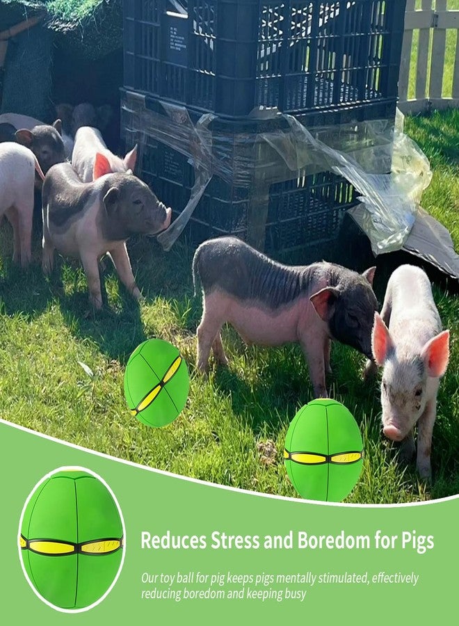 OOXYG Pig Toy - Toy for Pigs, Interactive Pig Flying Saucer Disc Ball Toys with 6 Lights for Mini Pigs, Enrichment Play for Pet Pigs Supplies Enjoyment and Fun-Green - Image 2