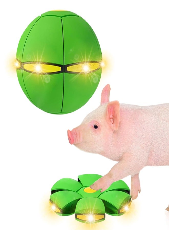 OOXYG Pig Toy - Toy for Pigs, Interactive Pig Flying Saucer Disc Ball Toys with 6 Lights for Mini Pigs, Enrichment Play for Pet Pigs Supplies Enjoyment and Fun-Green - Image 1
