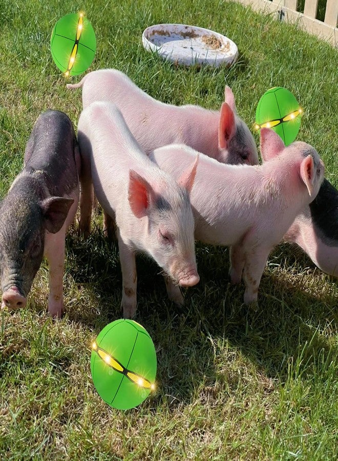 OOXYG Pig Toy - Toy for Pigs, Interactive Pig Flying Saucer Disc Ball Toys with 6 Lights for Mini Pigs, Enrichment Play for Pet Pigs Supplies Enjoyment and Fun-Green - Image 3