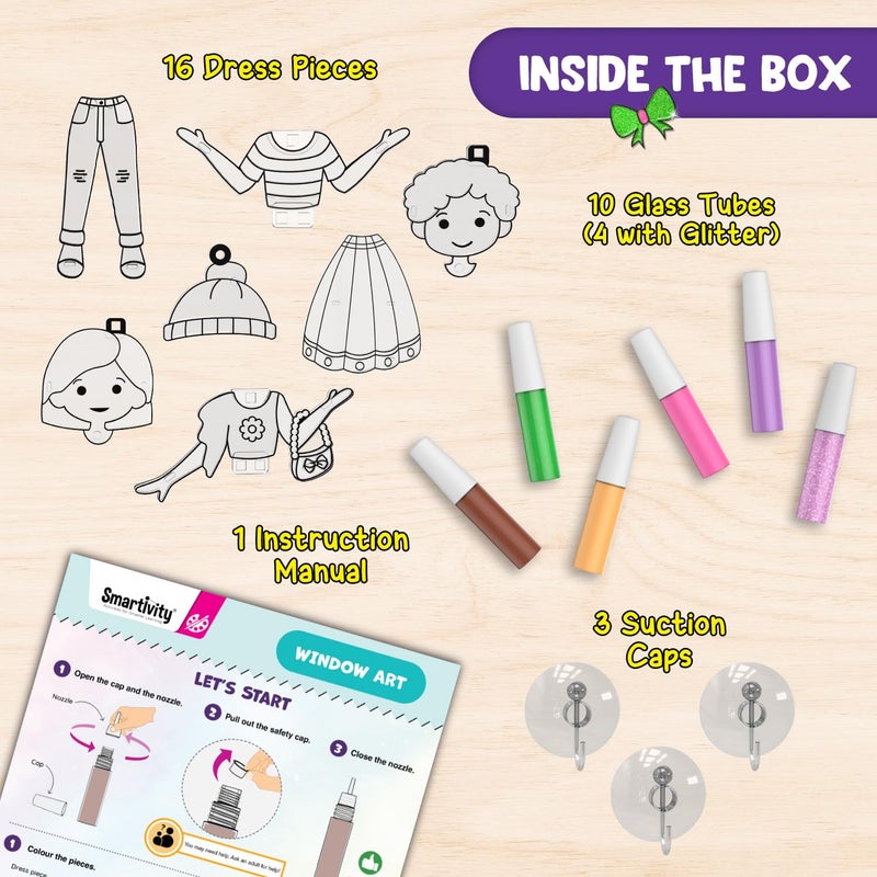 Smartivity مجموعة فنون النوافذ مع 225 تركيبة فريدة للفتيات من 5 إلى 10 سنوات | مجموعة رسم الزجاج | هدية عيد ميلاد لـ 5، 6، 7، 8، 9، 10 | مجموعة أنشطة فنون وصناعات صيد الشمس - Image 5