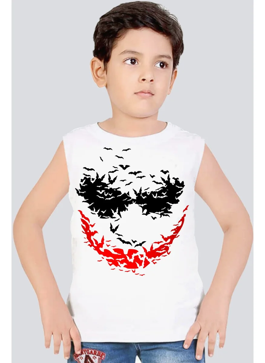 Rock&Roll Bat Smile White Cut Sleeve | Sleeveless Girls Boys Unisex Kids T-Shirt | Undershirt