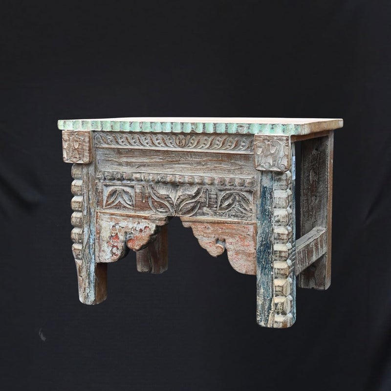 Indune Lifestyle Indune Lifestyle Vintage Wooden Bed Side Table with Floral Hand Carving  - Image 3