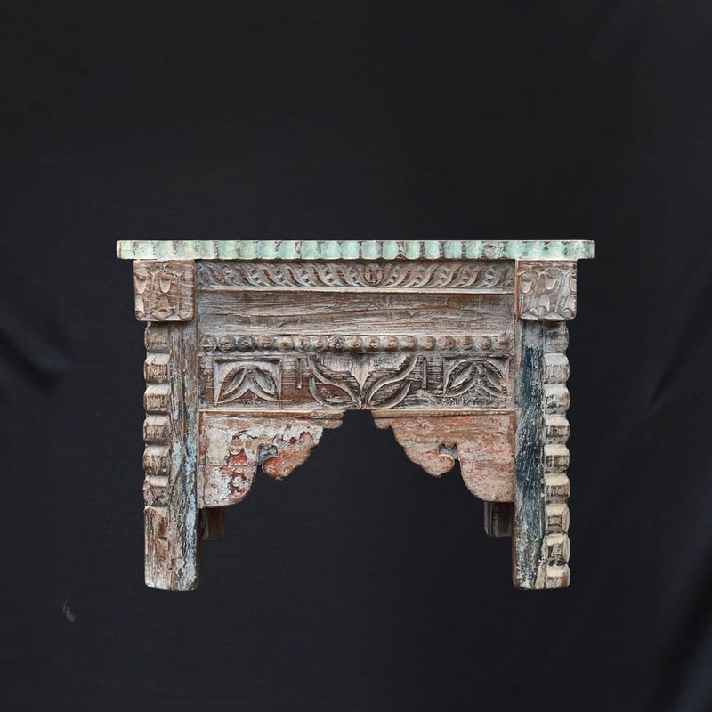Indune Lifestyle Indune Lifestyle Vintage Wooden Bed Side Table with Floral Hand Carving  - Image 2
