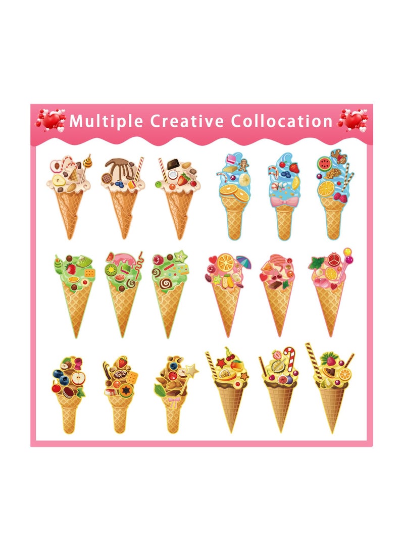 Zikra 24 Sheets Ice Cream Stickers, Kids Stickers, Make-a-face Stickers for Kids Toddlers, Make Your Own Mix and Match Stickers, DIY Summer Ice Cream Stickers for Birthday Party Games Teacher Reaward - Image 4