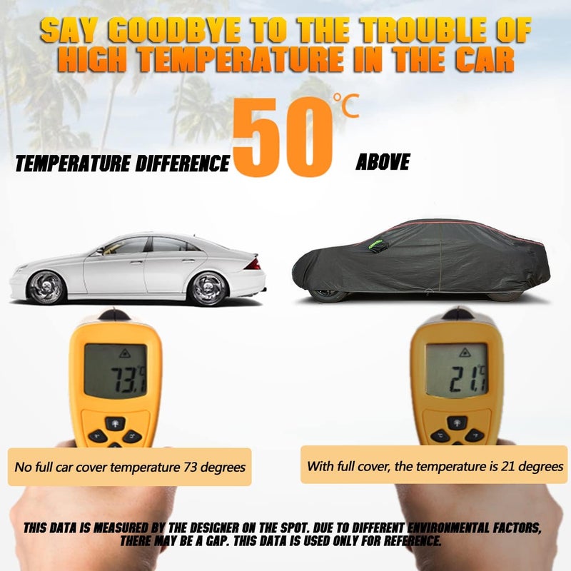 QUYDDC Waterproof Car Cover for Sedan (180" to 191") - Breathable, UV Protection, Snowproof - Image 3