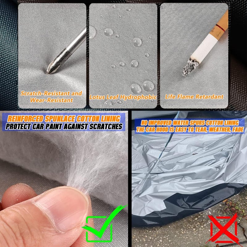 QUYDDC Waterproof Car Cover for Sedan (180" to 191") - Breathable, UV Protection, Snowproof - Image 5