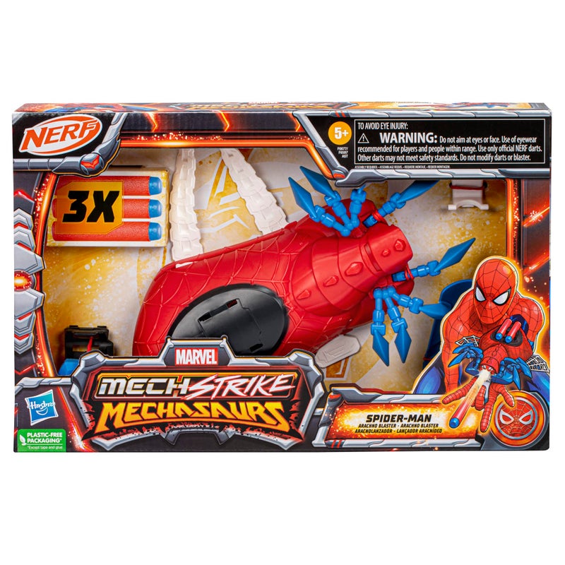 Marvel Mech Strike Mechasaurs Spider-Man Arachno Blaster  NERF Blaster with 3 Darts  Role Play Super Hero Toys for Kids Ages 5 and Up - Image 2