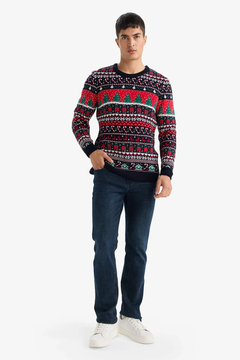 ديفاكتو Standard Fit Crew Neck Knitwear Christmas Pullover