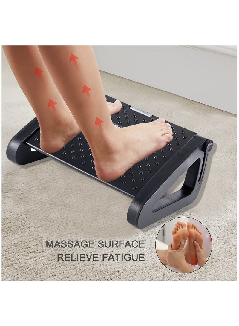 Arabest Under Desk Footrest, Adjustable Foot Rest with Massage Texture and Roller, Ergonomic Step Stool with 6 Height Position for Home, Office, School Black - Image 4