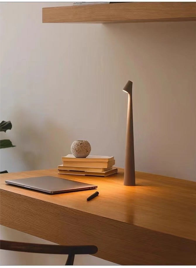 سِيمِير مصباح طاولة LED محمول، مصباح طاولة LED يعمل باللمس، مصباح طاولة بتصميم عصري، مصباح طاولة LED قابل لإعادة الشحن لتزيين المنزل (لون رمل قهوة) - Image 4