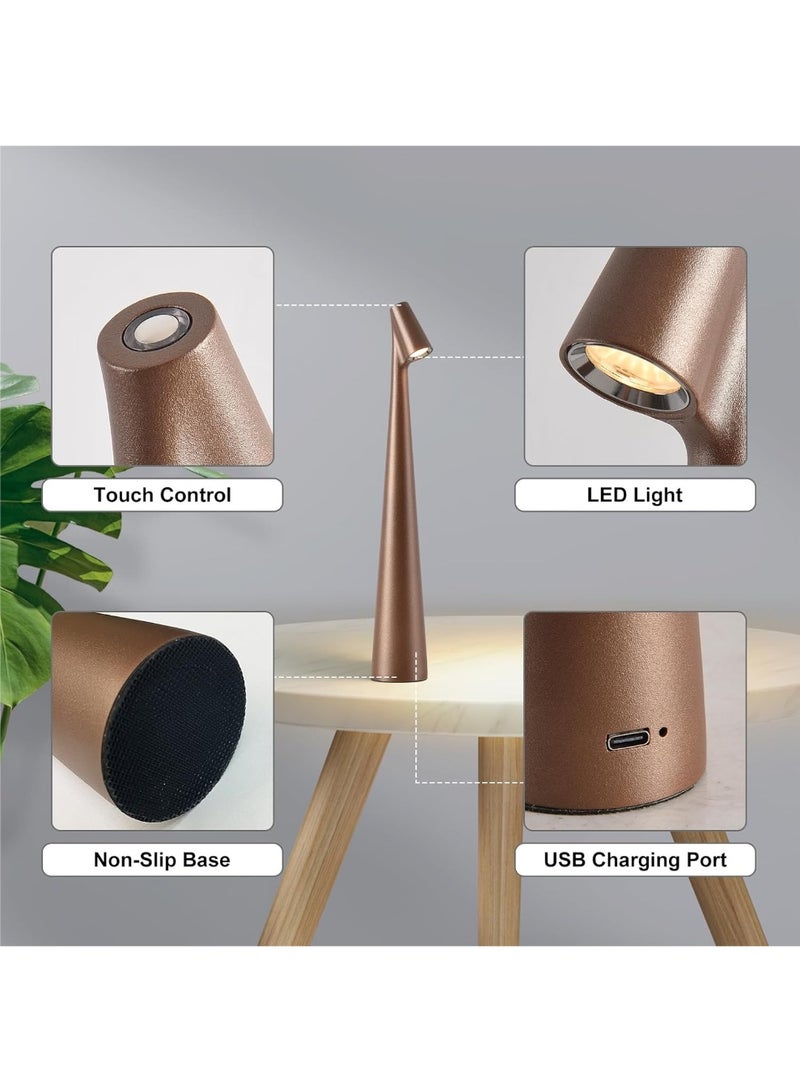 سِيمِير مصباح طاولة LED محمول، مصباح طاولة LED يعمل باللمس، مصباح طاولة بتصميم عصري، مصباح طاولة LED قابل لإعادة الشحن لتزيين المنزل (لون رمل قهوة) - Image 5