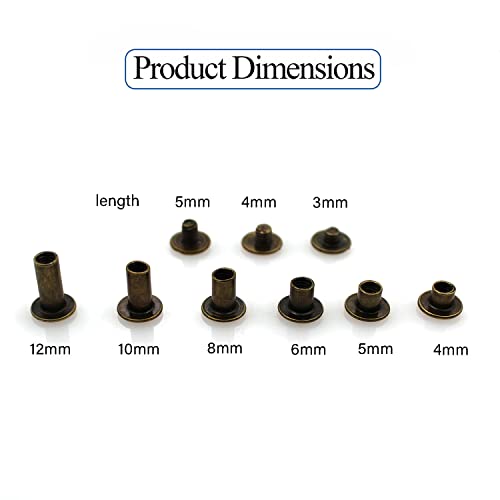 Alloygold 90 Sets Bronze Chicago Screws Leather Assorted Kit ，6 Sizes of Screw Rivets for Leather Rivet for DIY Leather Craft and Bookbinding (M5 X 4, 5, 6, 8, 10, 12) - Image 5