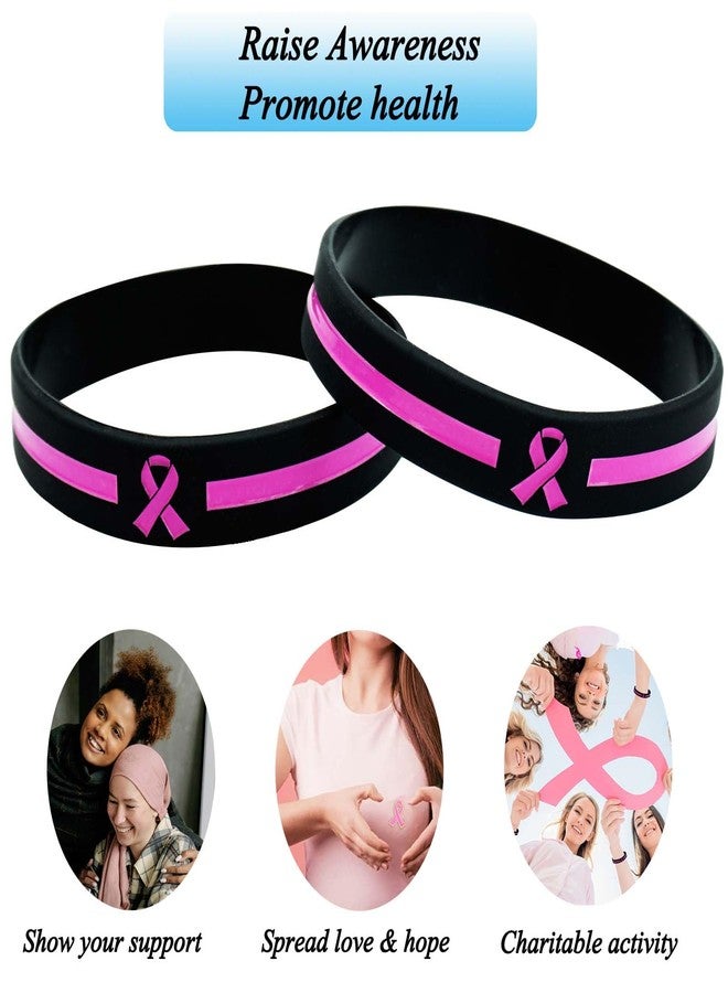 Temogole 30 Pcs Breast Cancer Awareness Bulk Items Accessories 15 Breast Cancer Awareness Bracelets 15 Breast Cancer Awareness Pins Pink Ribbon Wristband Fundraiser Gifts Breast Cancer Party Favor 15 Set - Image 2