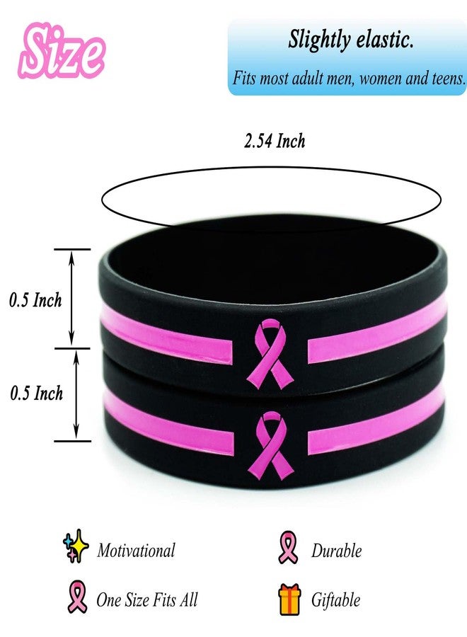 Temogole 30 Pcs Breast Cancer Awareness Bulk Items Accessories 15 Breast Cancer Awareness Bracelets 15 Breast Cancer Awareness Pins Pink Ribbon Wristband Fundraiser Gifts Breast Cancer Party Favor 15 Set - Image 3