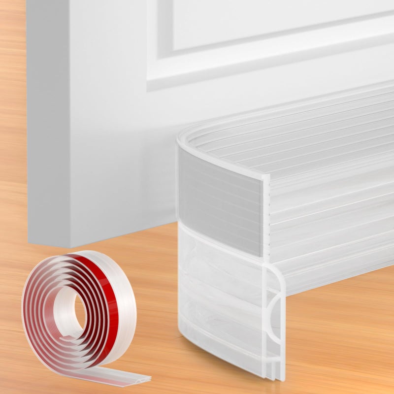 Beoguy Door Draft Stopper, Adjustable Door Sweep for Bottom of Door, Under Door Gap Filler for Exterior & Interior Doors, Door Weather Stripping Blocks Noise and Cold Air (39Inch, Transparent) - Image 1