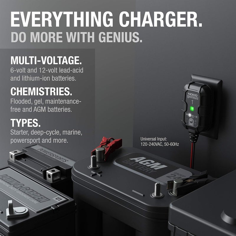 NOCO GENIUS1UK, 1-Amp Fully-Automatic Smart, 6V and 12V Charger, Maintainer, and Battery Desulfator with Temperature Compensation - Image 5