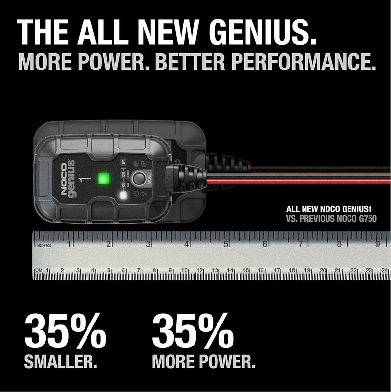 NOCO GENIUS1UK, 1-Amp Fully-Automatic Smart, 6V and 12V Charger, Maintainer, and Battery Desulfator with Temperature Compensation - Image 2