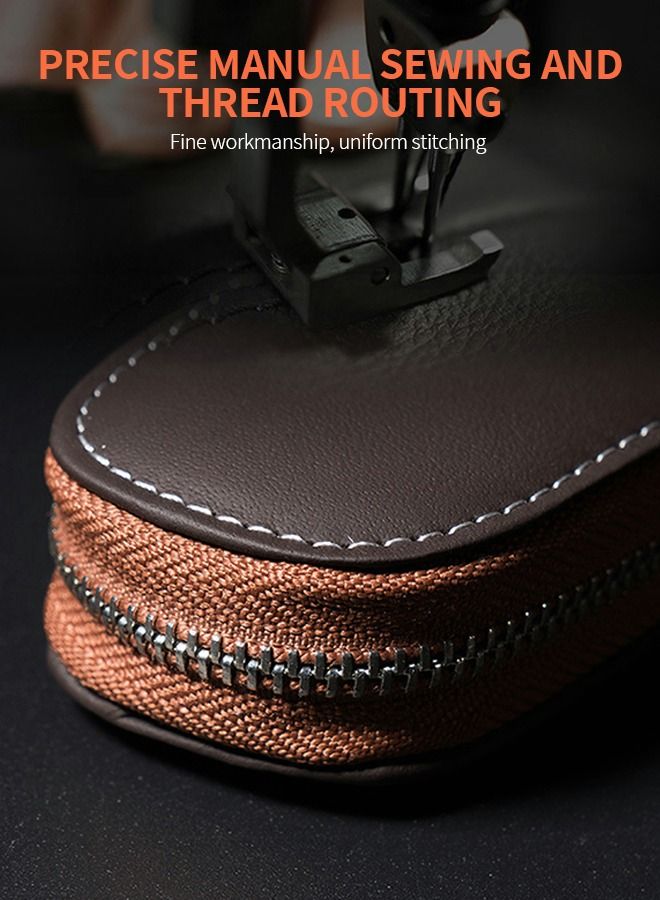 GROIC Genuine Leather Car Key Holder Bag Key Case Wallet Zipper Closure Holder Metal Hook Auto Key Fob Holder Smart Protector General Cover(Brown)  - Image 5